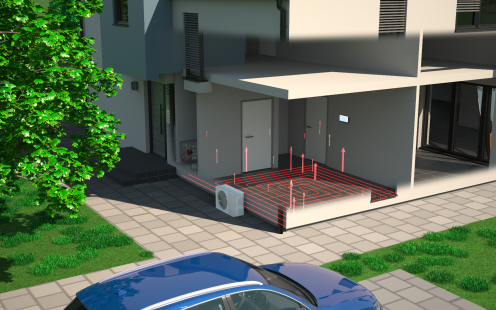 Air to water heating clearance system